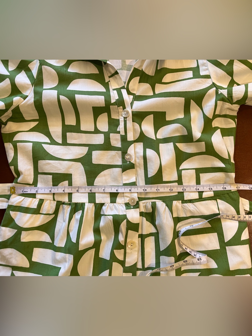 Jessica Simpson summer midi dress. Short puff sleeves, tiered skirt, geometric M - Picture 11 of 11